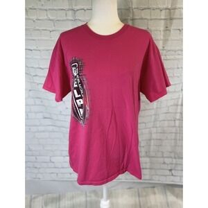 Vintage‎ Delph Communications Pink NASCAR T Shirt Top Race car Adult Size L 2002